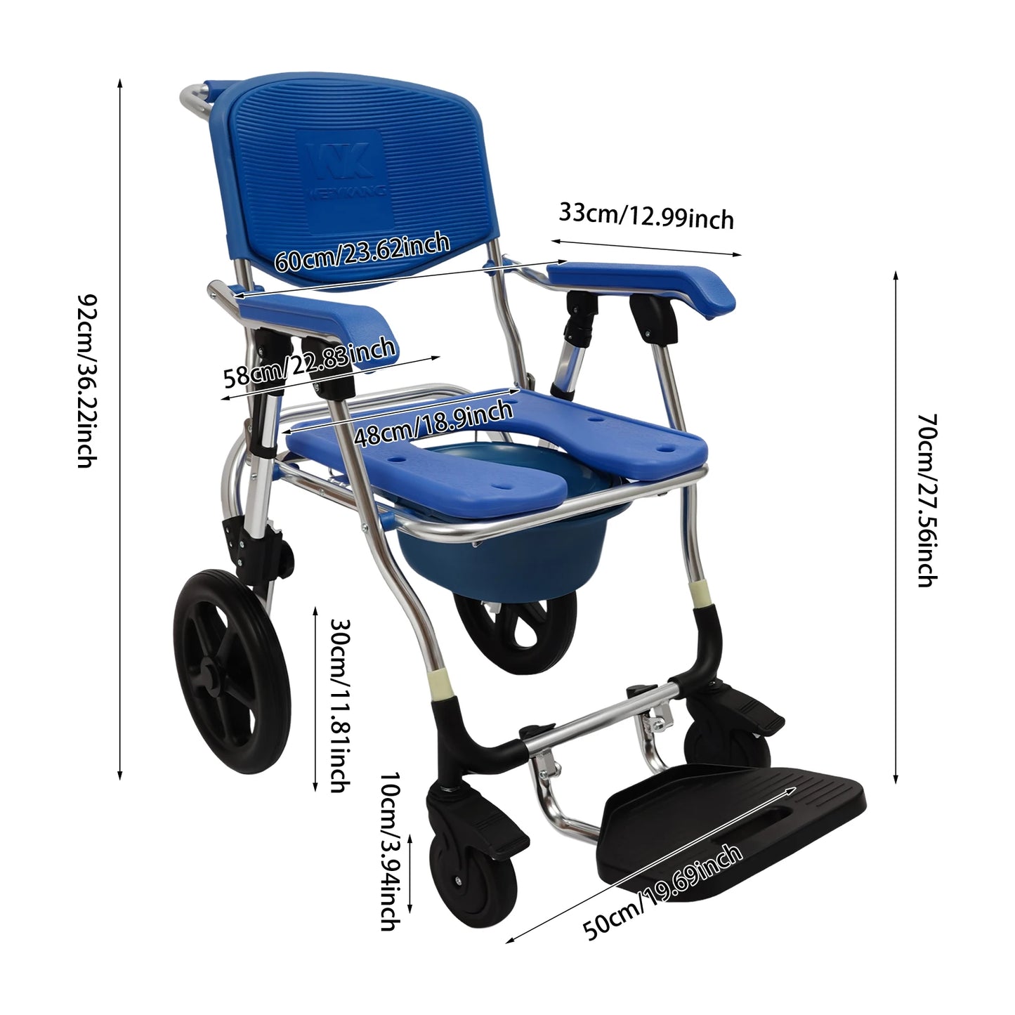Mobiele douche- en toiletstoel met wielen – 3-in-1 hulpmiddel voor veilig wassen en toiletgebruik