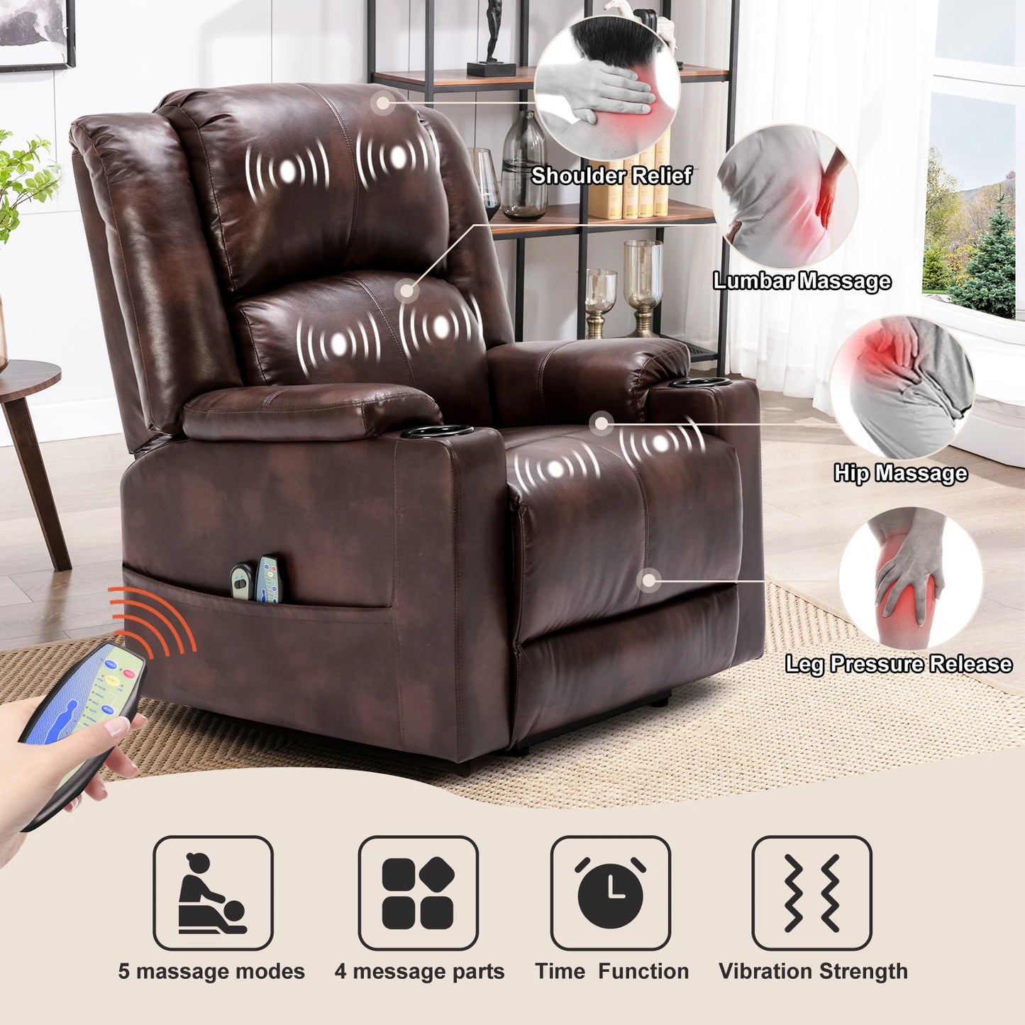 COMHOMA Elektrische Sta-op Fauteuil met Massage & Relaxfunctie