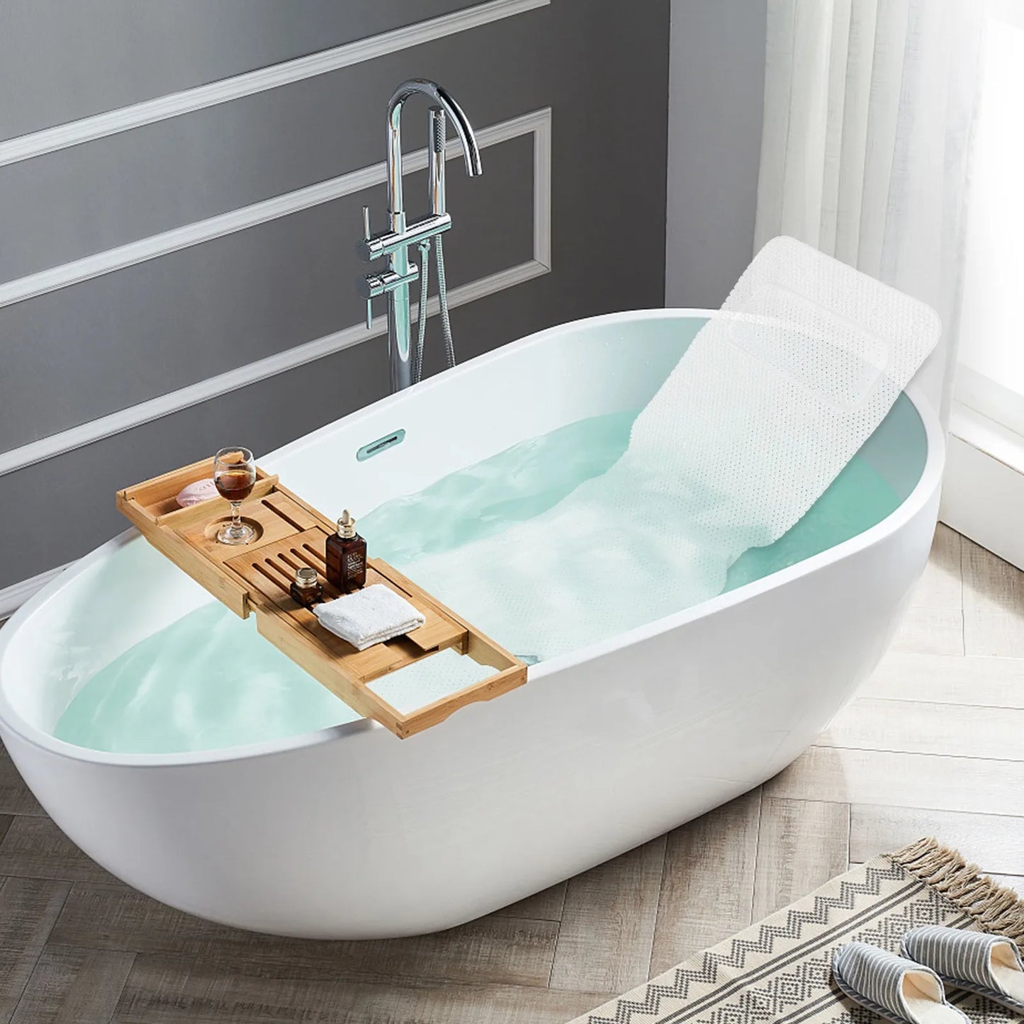 Badmat in een vol bad