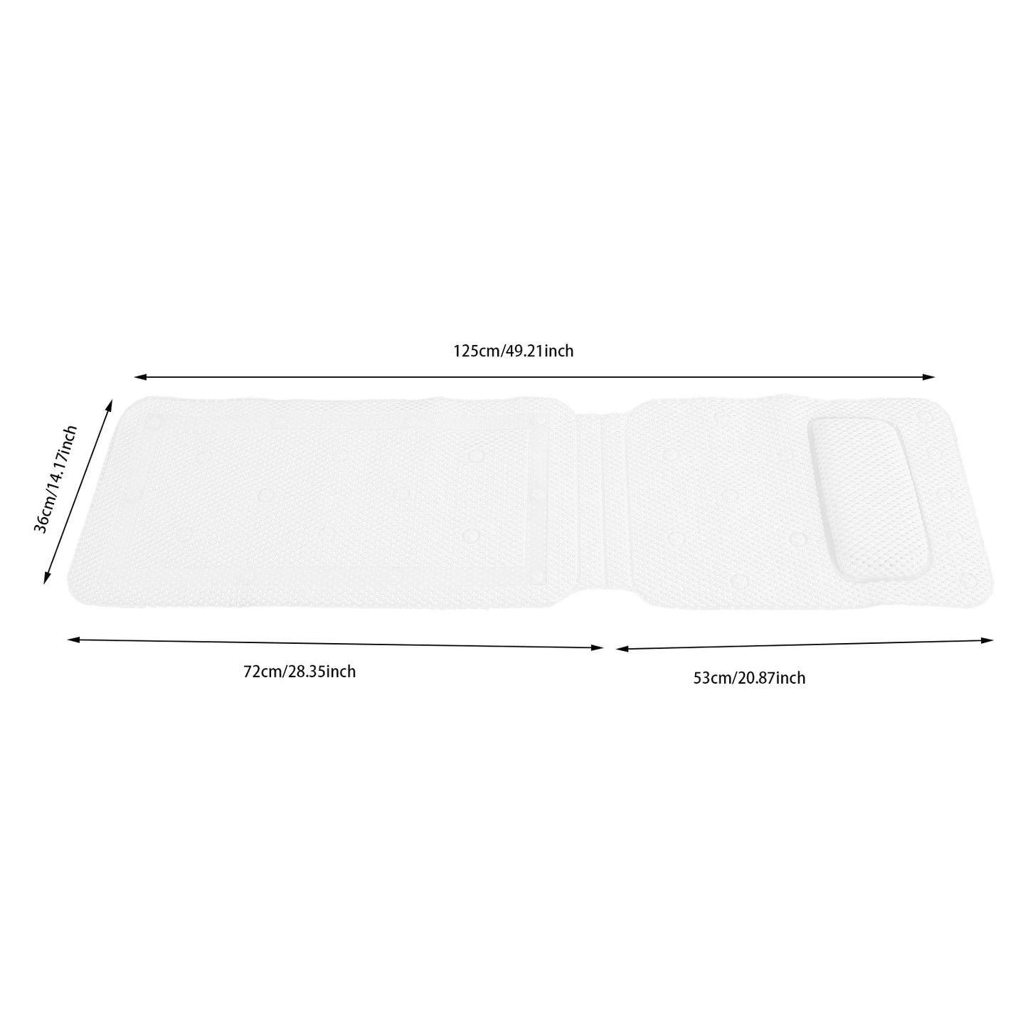Alle afmetingen van de badmat in centimeters 