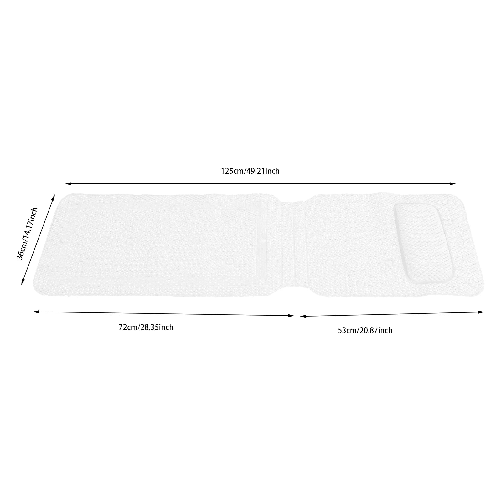 Alle afmetingen van de badmat in centimeters 