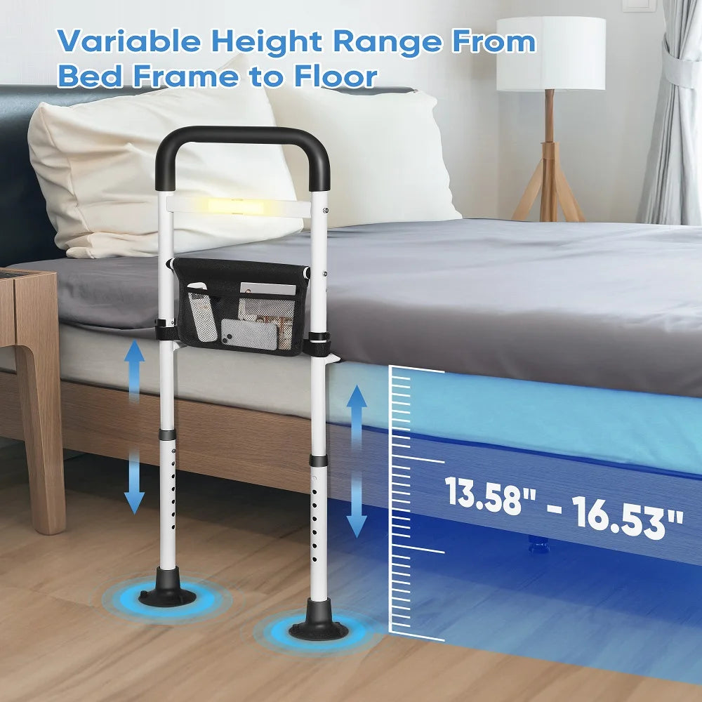 Uitschuifbare bedrail met verlichting aan