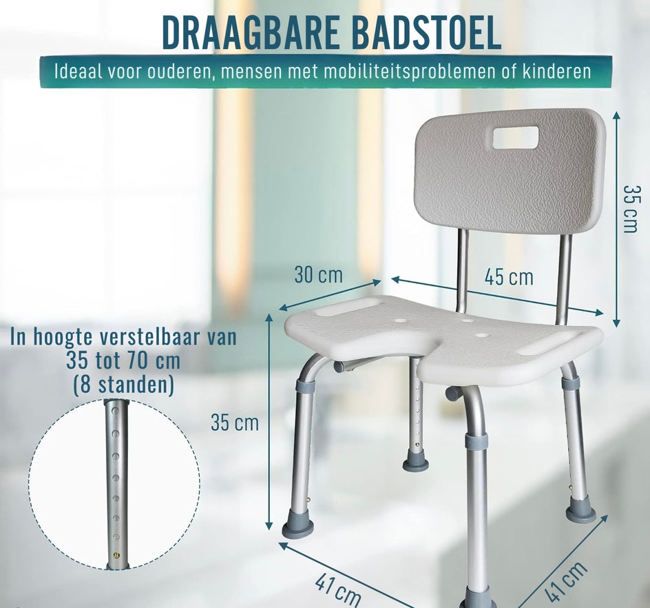 Veilig Douchen Zonder Uitglijden – Douchestoel met Rugleuning