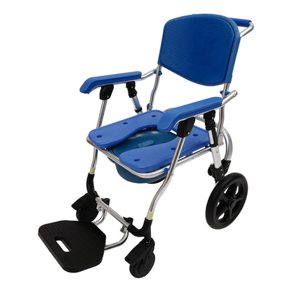 Mobiele douche- en toiletstoel met wielen – 3-in-1 hulpmiddel voor veilig wassen en toiletgebruik