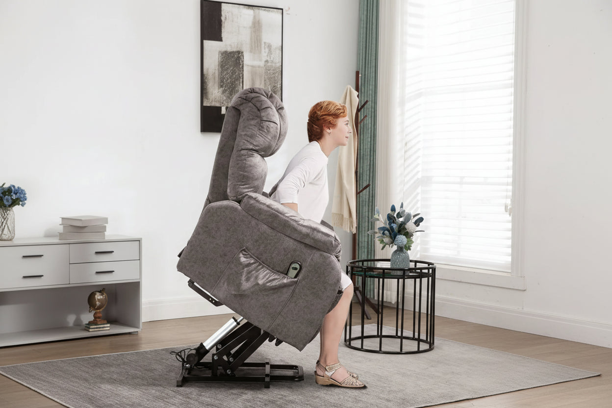 HOMCOM Elektrische Sta-op Fauteuil met Relaxfunctie – Grijs
