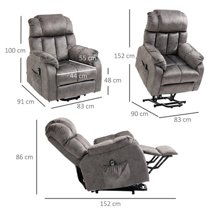 HOMCOM Elektrische Sta-op Fauteuil met Relaxfunctie – Grijs