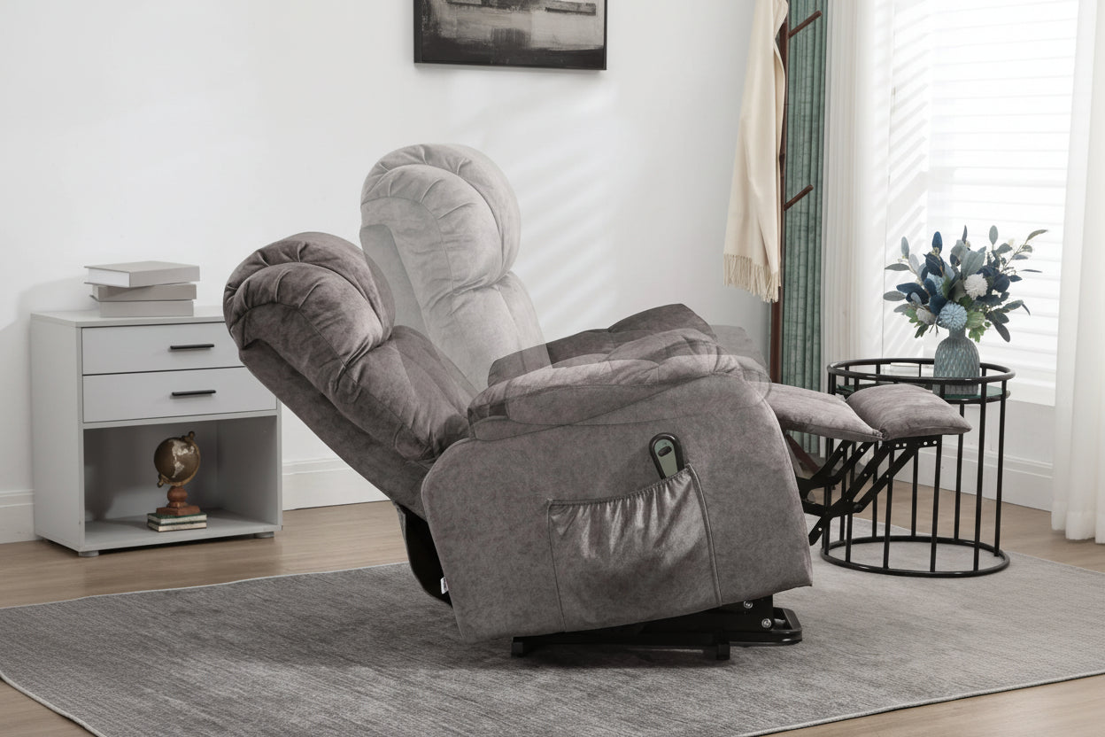HOMCOM Elektrische Sta-op Fauteuil met Relaxfunctie – Grijs