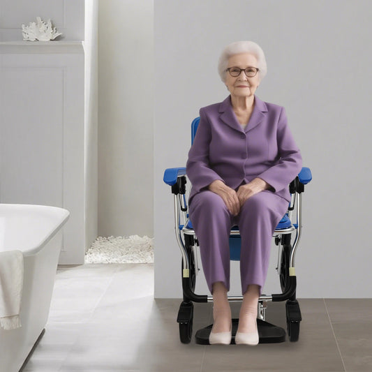 Mobiele douche- en toiletstoel met wielen – 3-in-1 hulpmiddel voor veilig wassen en toiletgebruik