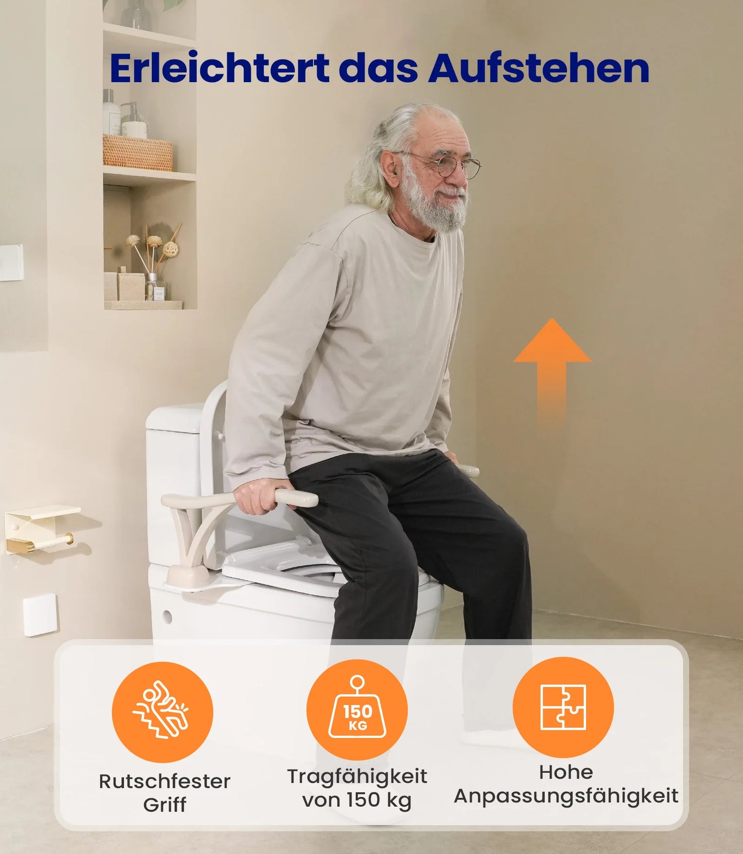 Toiletveiligheidsrails met Opvouwbare Handgrepen | Extra Steun bij Opstaan